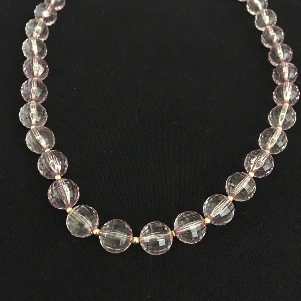 Vintage Clear Pink Beaded Necklace